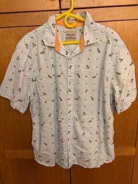 Disney Parks x Tommy Bahama Mickey Mouse Seersucker Tropical Button Down Shirt